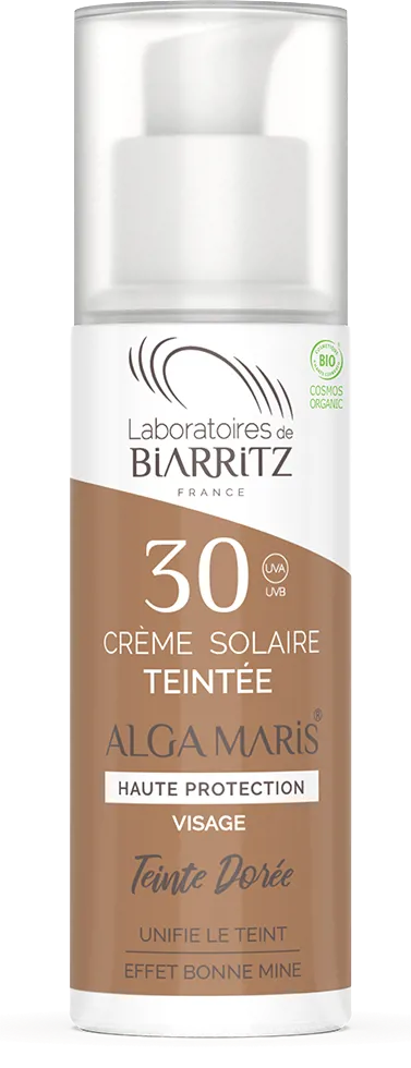 Laboratoires de Biarritz Alga Maris® Bio-Zertifizierte getönte Sonnencreme Gesicht LSF30 - Dorée / Golden