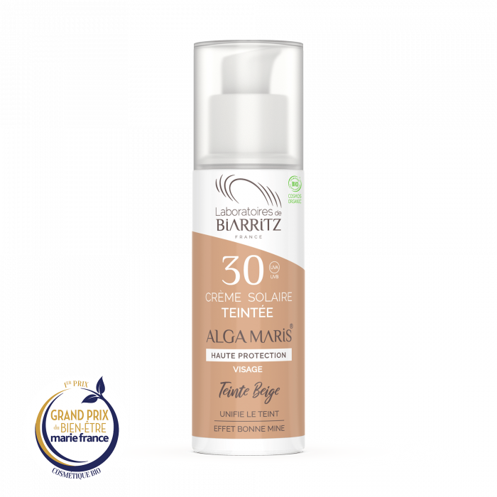 Laboratoires de Biarritz Alga Maris® Certified Organic SPF30 Tinted Face Sunscreen, beige / light