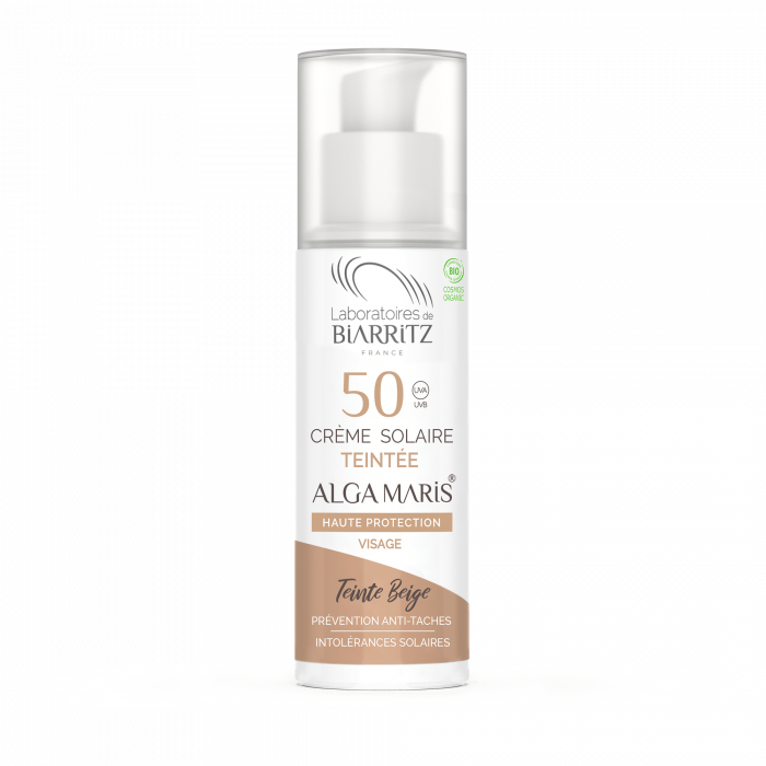 Laboratoires de Biarritz Alga Maris® Certified Organic SPF50 Tinted Face Sunscreen, beige / light
